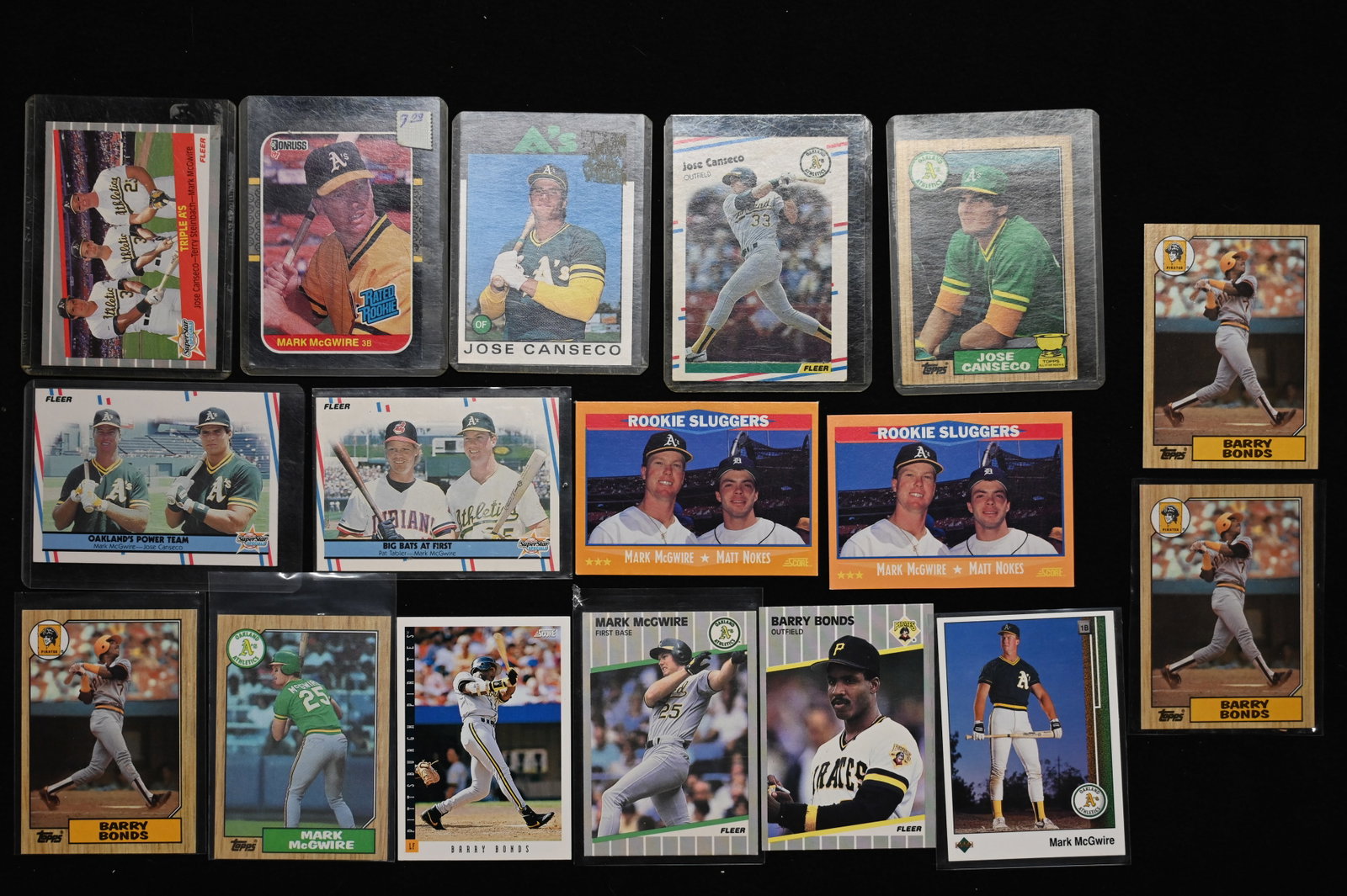 Barry Bonds, Mark McGwire, and Jose Canseco 17 Baseball Cards 1986-1993 Several are Rookie Cards and: Barry Bonds, Mark McGwire, and Jose Canseco 17 Baseball Cards 1986-1993 Several are Rookie Cards and all are in great condition.