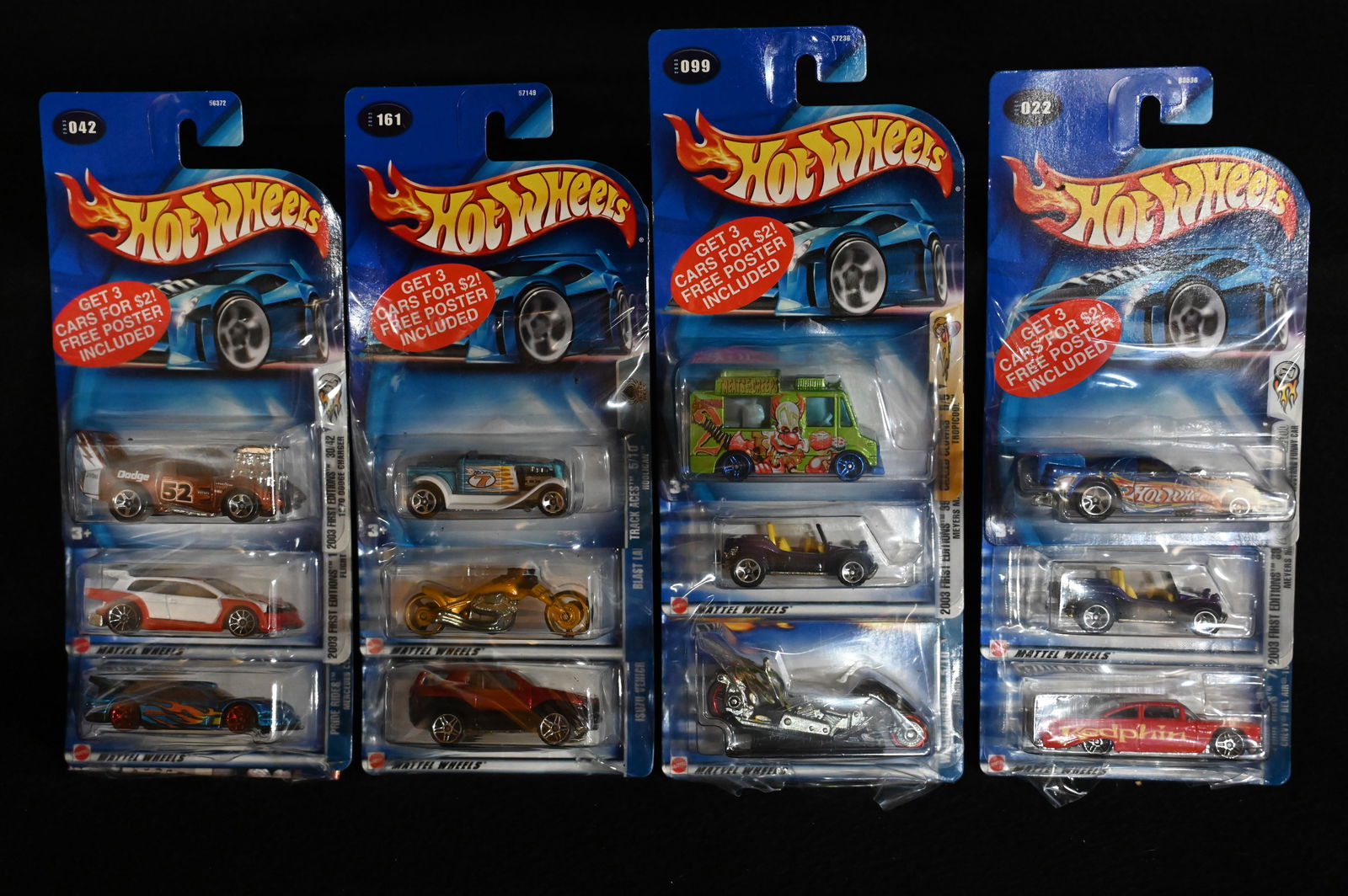 4 Hot Wheels 3 Pack Sets with Poster.  12 total Die Cast Metal Cars in brand new condition. (1 of 4)