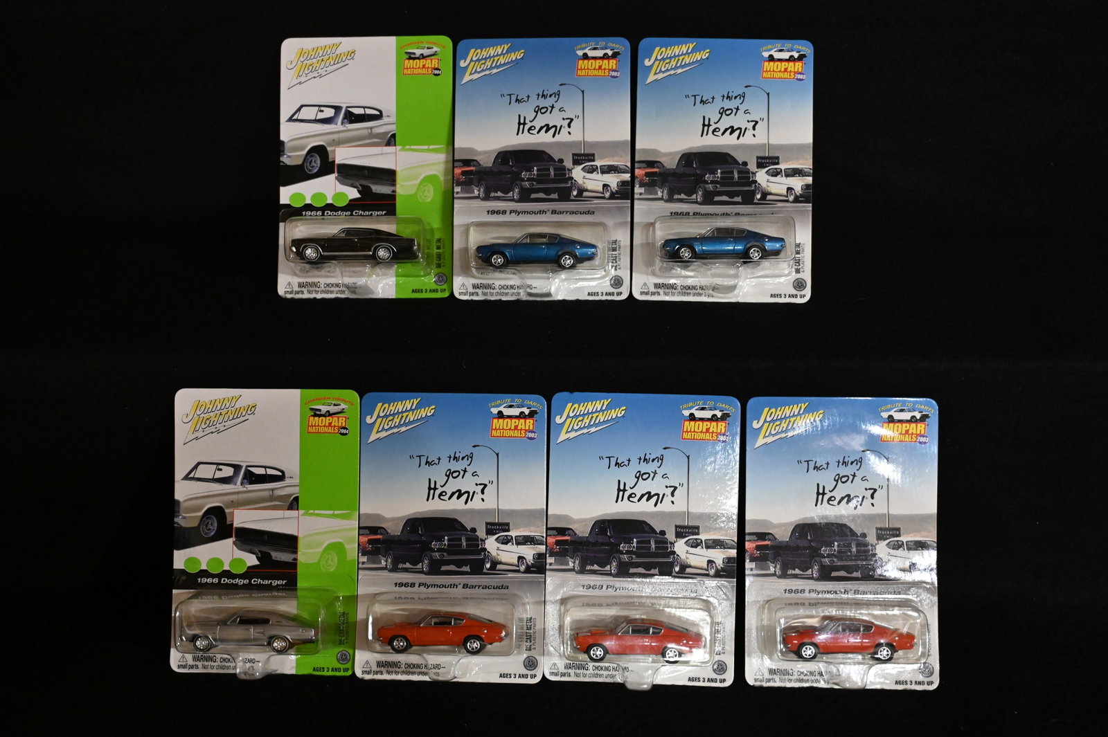 7 Johnny Lightning 2003-2004 MOPAR Nationals Die Cast Cars in brand new condition.: 7 Johnny Lightning 2003-2004 MOPAR Nationals Die Cast Cars in brand new condition.