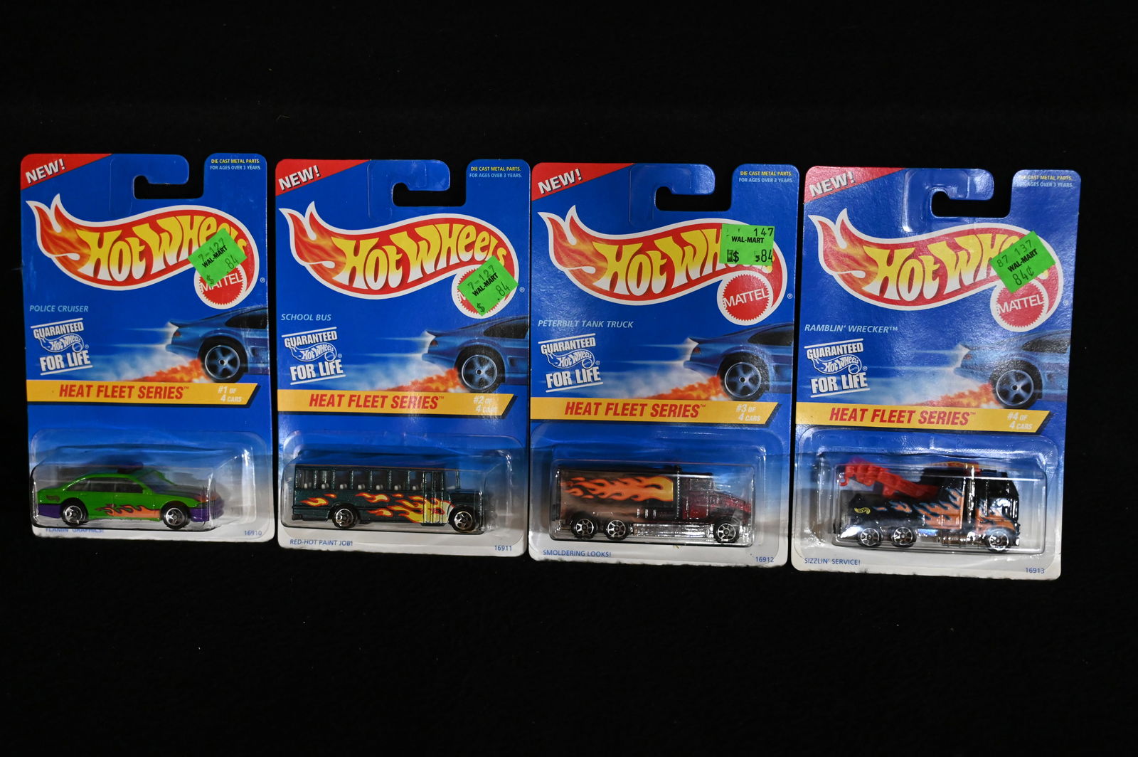 1996 Hot Wheels Heat Fleet Series Complete Set of 4.: 1996 Hot Wheels Heat Fleet Series Complete Set of 4.