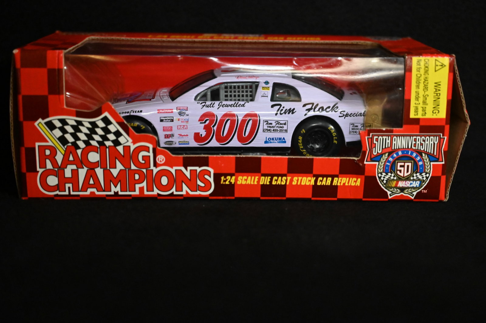 1998 Darrell Waltrip "Full Jewelled 300" Racing Champions 50th Anniversary NASCAR 1/24 Scale Die: 1998 Darrell Waltrip "Full Jewelled 300" Racing Champions 50th Anniversary NASCAR 1/24 Scale Die Cast Stock Car.