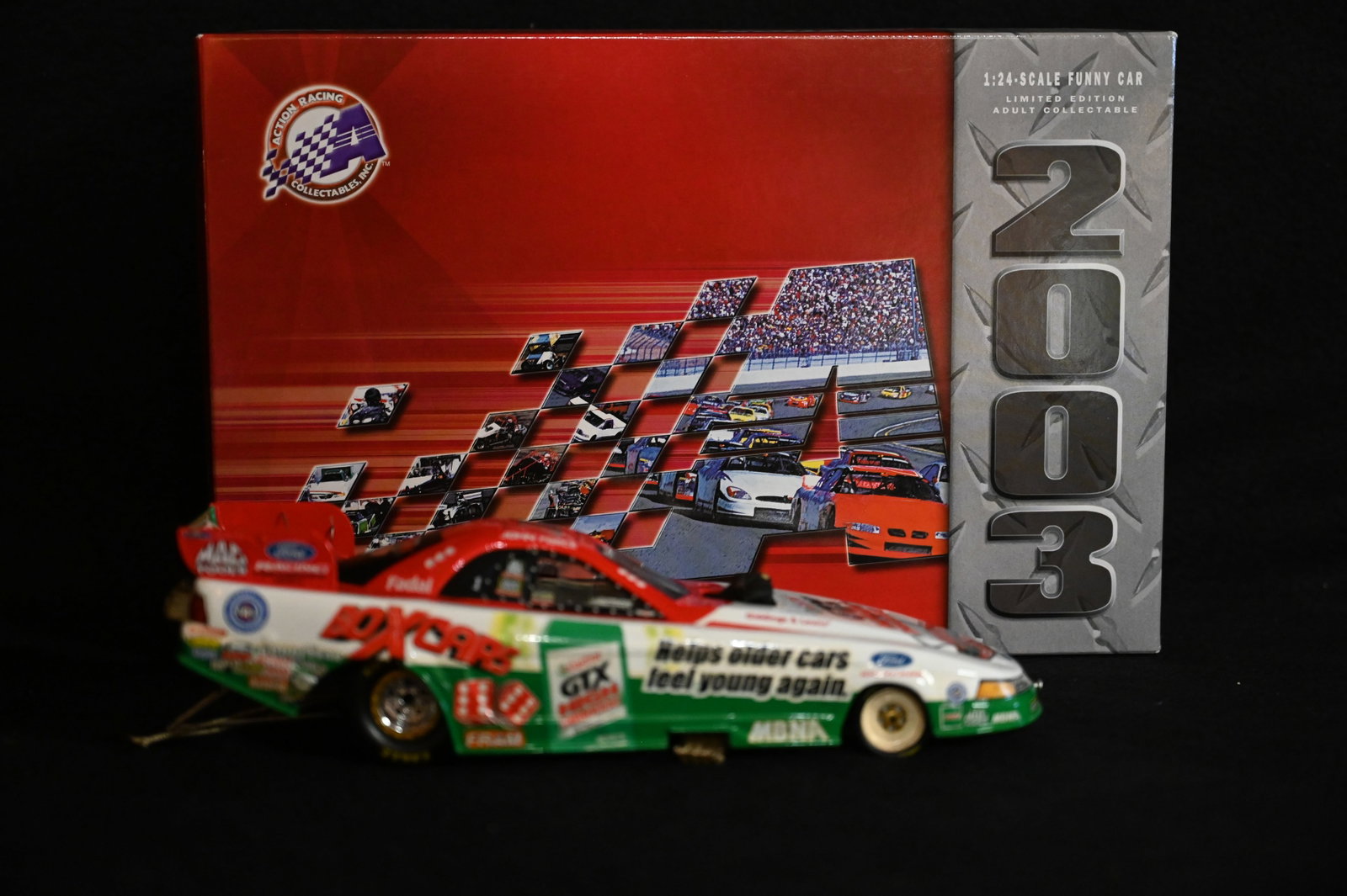 2003 John Force Signed "Castrol GTX" 1/24 Scale NHRA Funy Car Produced by Actiion Racing: 2003 John Force Signed "Castrol GTX" 1/24 Scale NHRA Funy Car Produced by Actiion Racing Collectables.