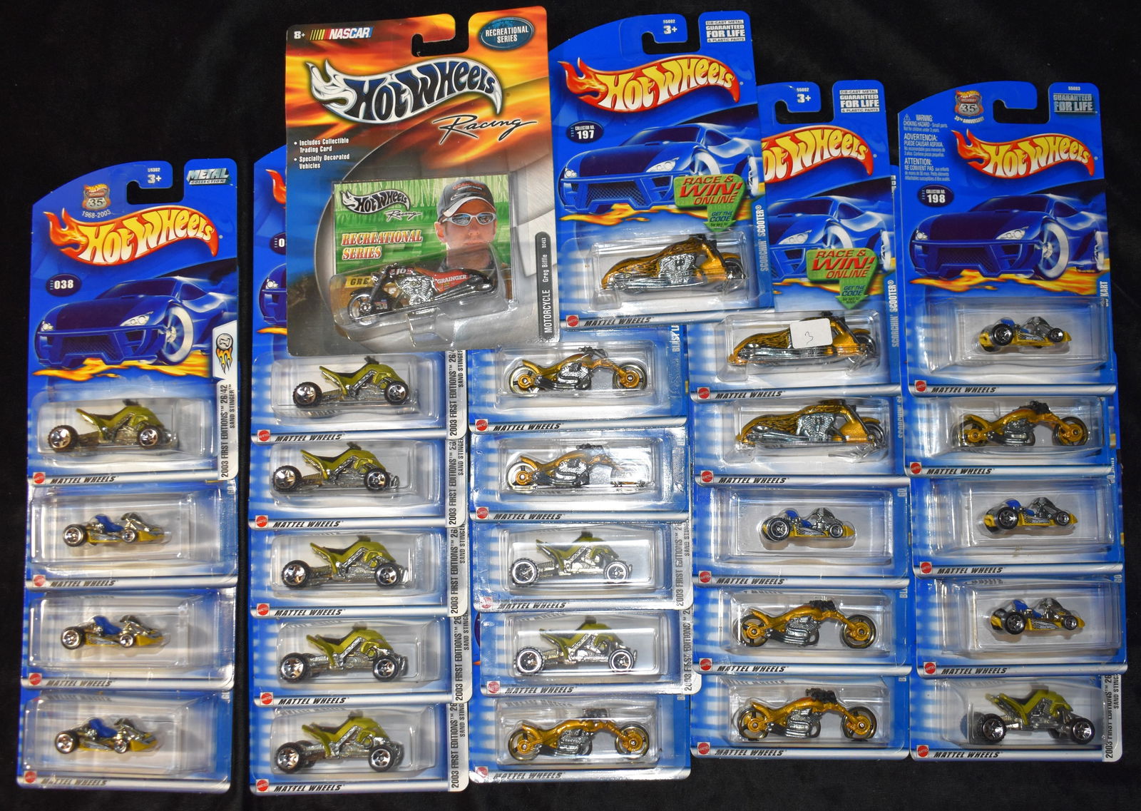 27 Vintage Hot Wheels Motorcycles, 4 Wheelers and Go Karts - 2001-2002 1:64 Scale Diecast (1 of 7)
