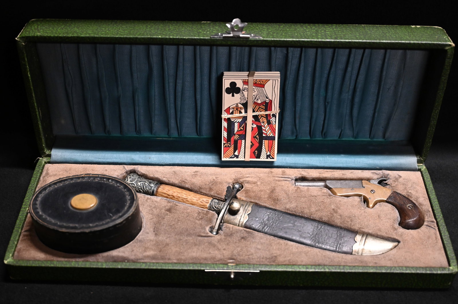 19th Century Cased Gamblers Kit: A 19th-century gambler's kit is a fascinating collection of tools and accessories used by gamblers of that era. These kits were often portable and designed to be discreet, allowing gamblers to carry t
