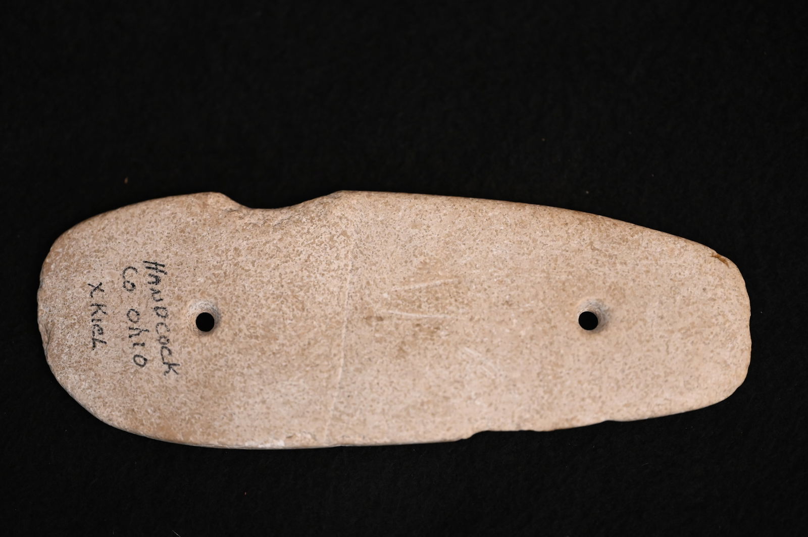 5 1/4" Polished Limestone 2 Hole Gorget Found in Hancock Co. Ohio. (1 of 9)