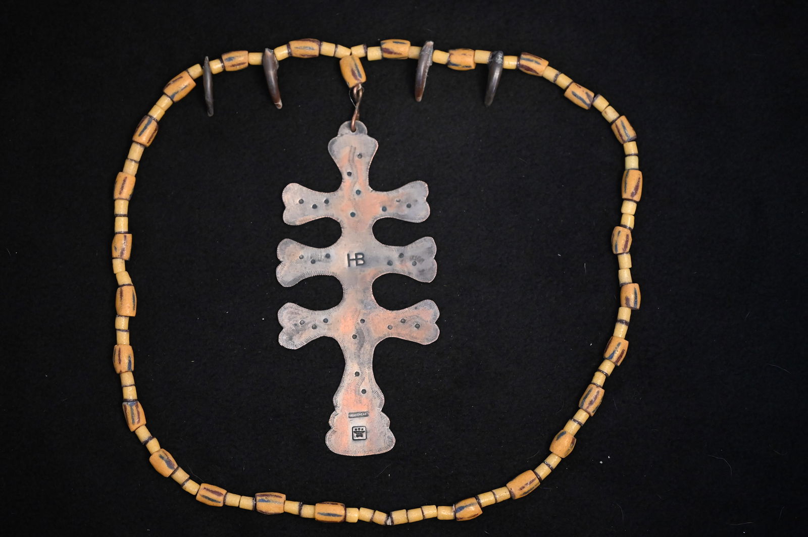 Hudson Bay Copper Cross with Bear Claws and Beads. (1 of 5)