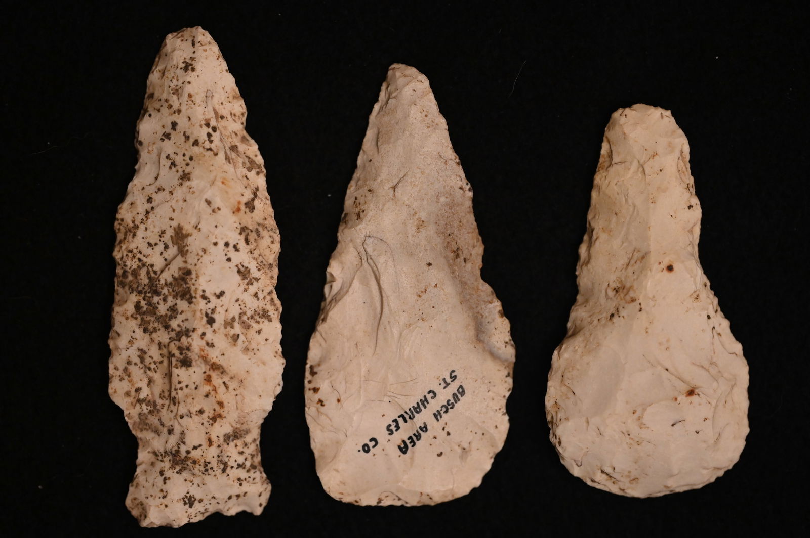 3 Arrowheads Found in St. Charles Co. Missouri 3 3/4" Longest includes 2 Cobbs Knives and a Rice (1 of 4)