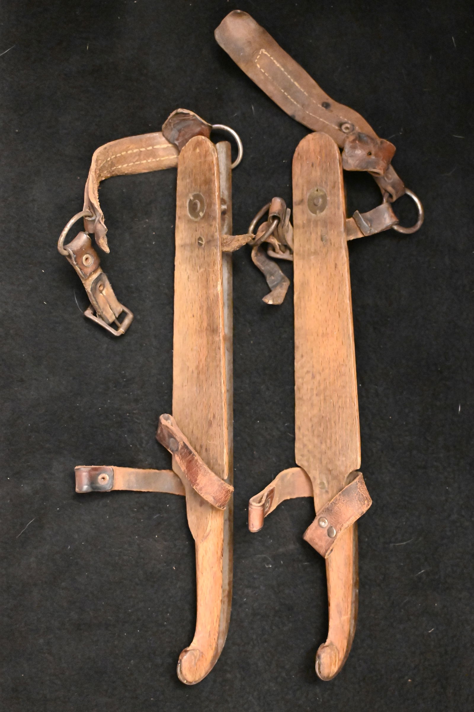 Set of Vintage Wood & Steel Ice Skates.: Set of Vintage Wood & Steel Ice Skates.