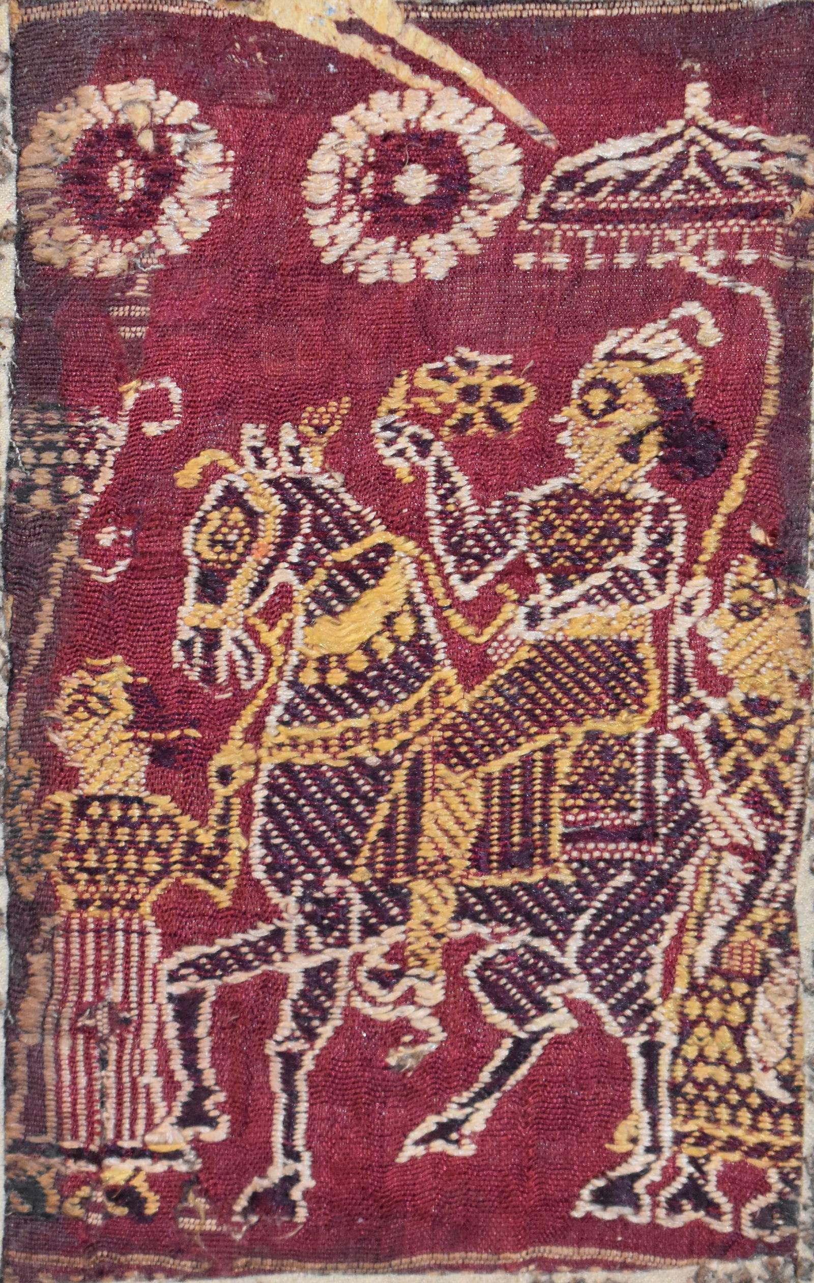 200 Year Old Pakistani (Mughal) Textile - Embroidered Noble Woman Riding a Horse Escorted by (1 of 5)