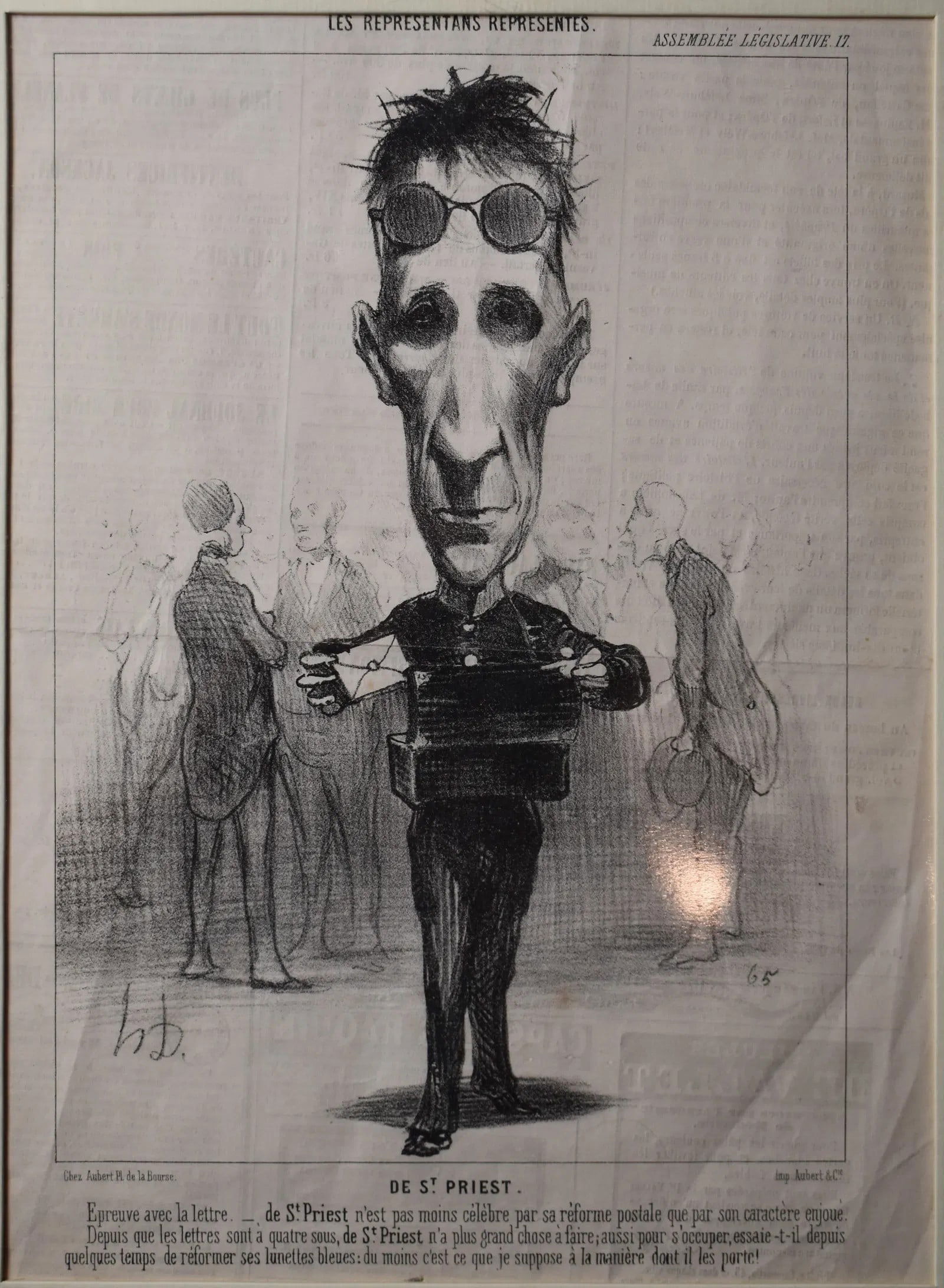 1800's Lithograph by Draumier - French Political Satire: Honore Daumier, the renowned French caricaturist, painter, and sculptor, was prominently associated with the French newspaper "Le Charivari". His satirical works and political cartoons were a signific