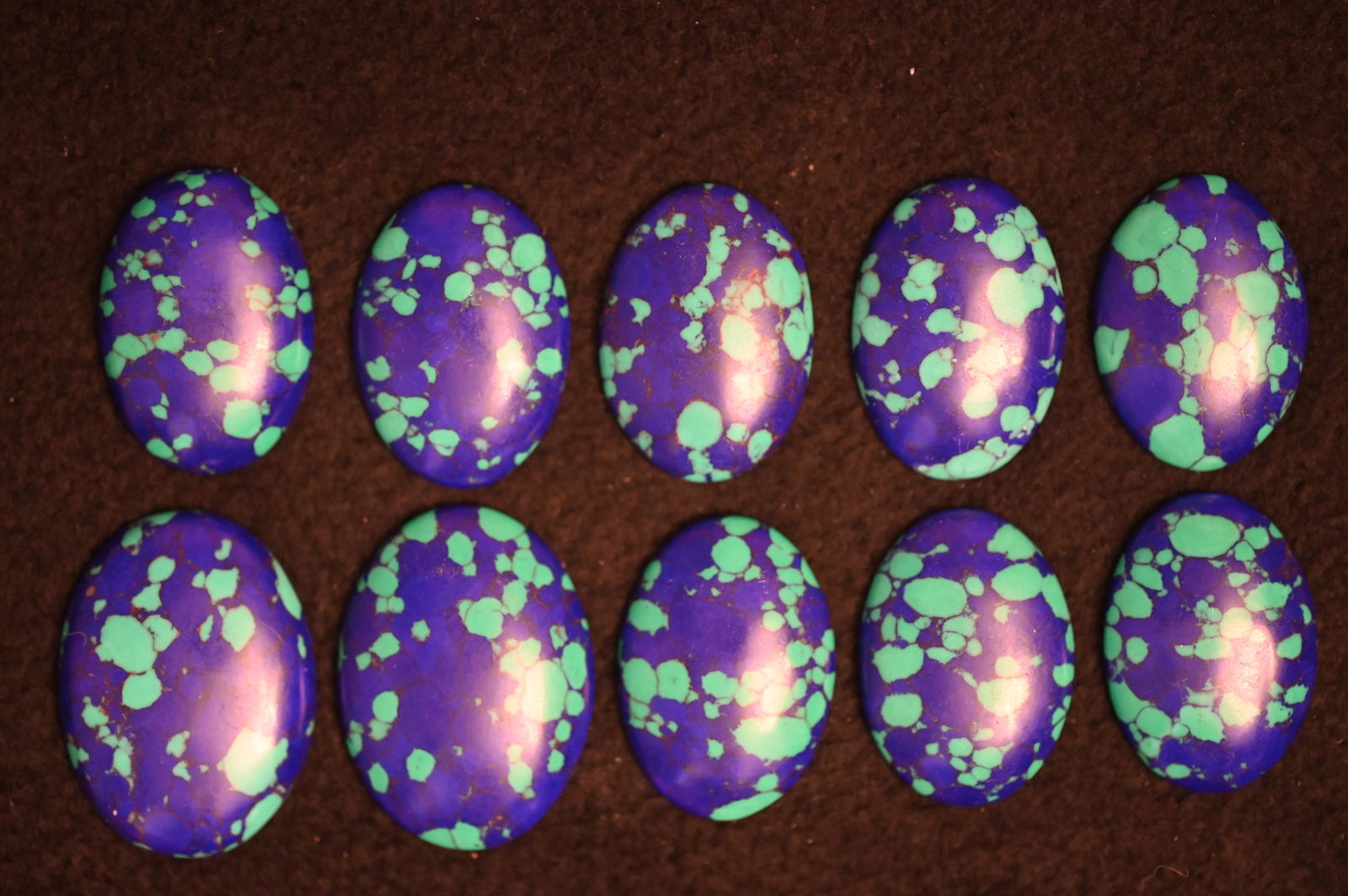 10 Azurite Blue & Green Cabochons. (1 of 5)