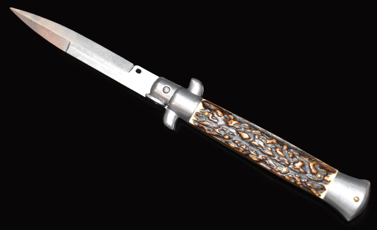 9" Swivel Bolser Switchblade w/ Stag Handles Made by Frank B Italy (1 of 6)