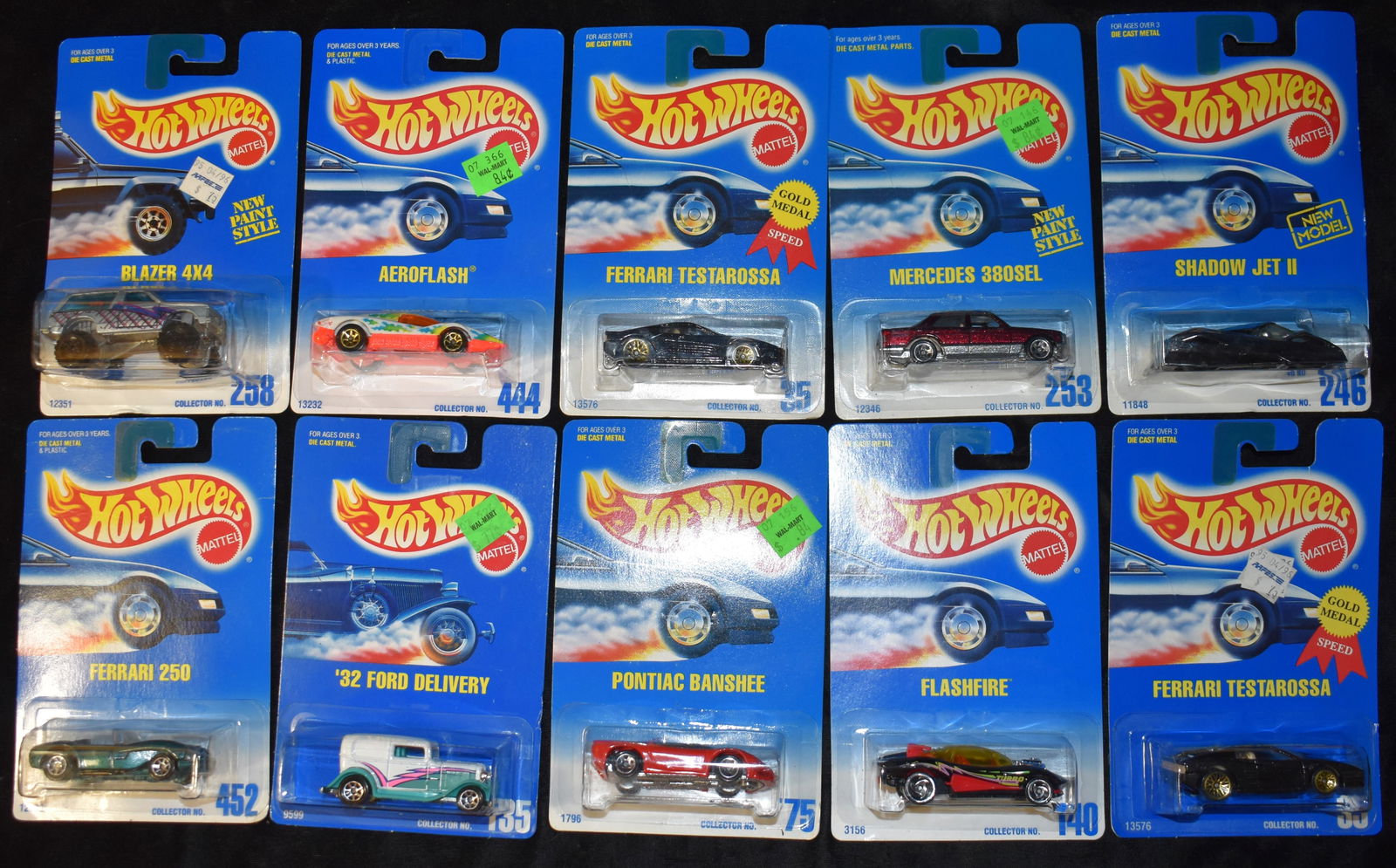 10 Vintage Mattel Hot Wheels Assortment from 1992-1993 - New in their Original Cards (1 of 4)