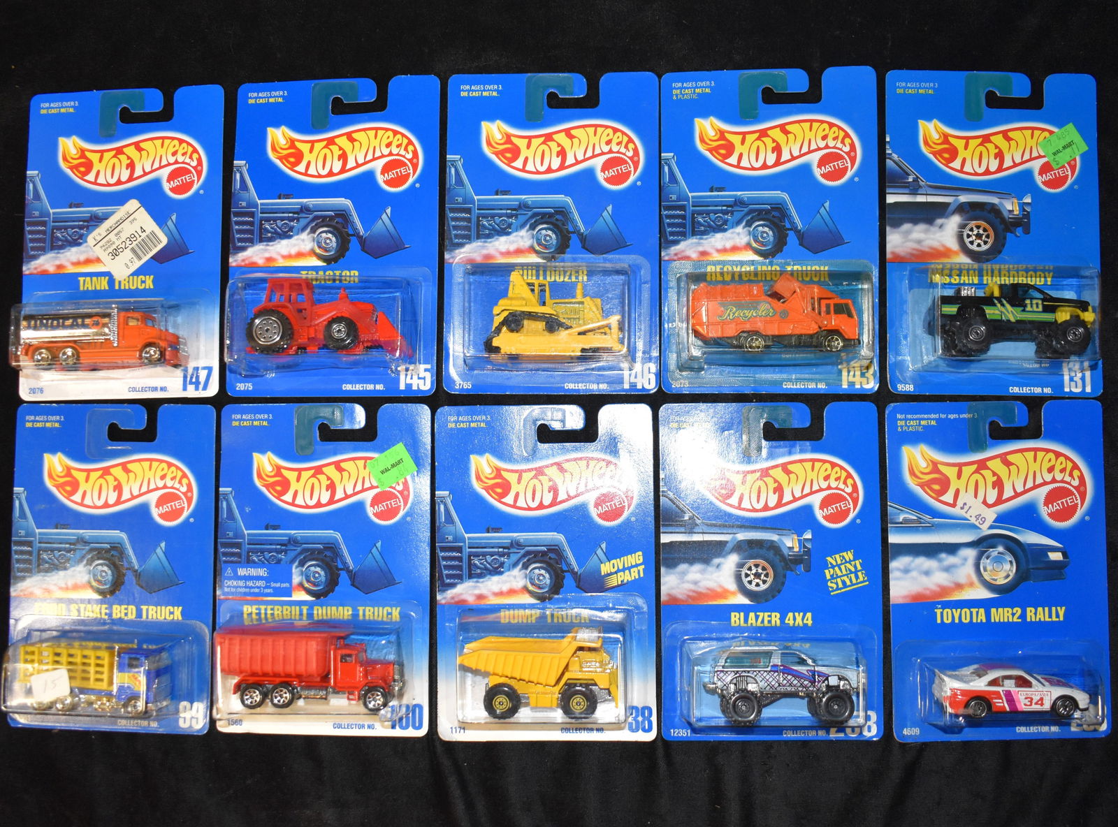 10 Vintage Mattel Hot Wheels Assortment from 1992-1993 - New in their Original Cards (1 of 3)