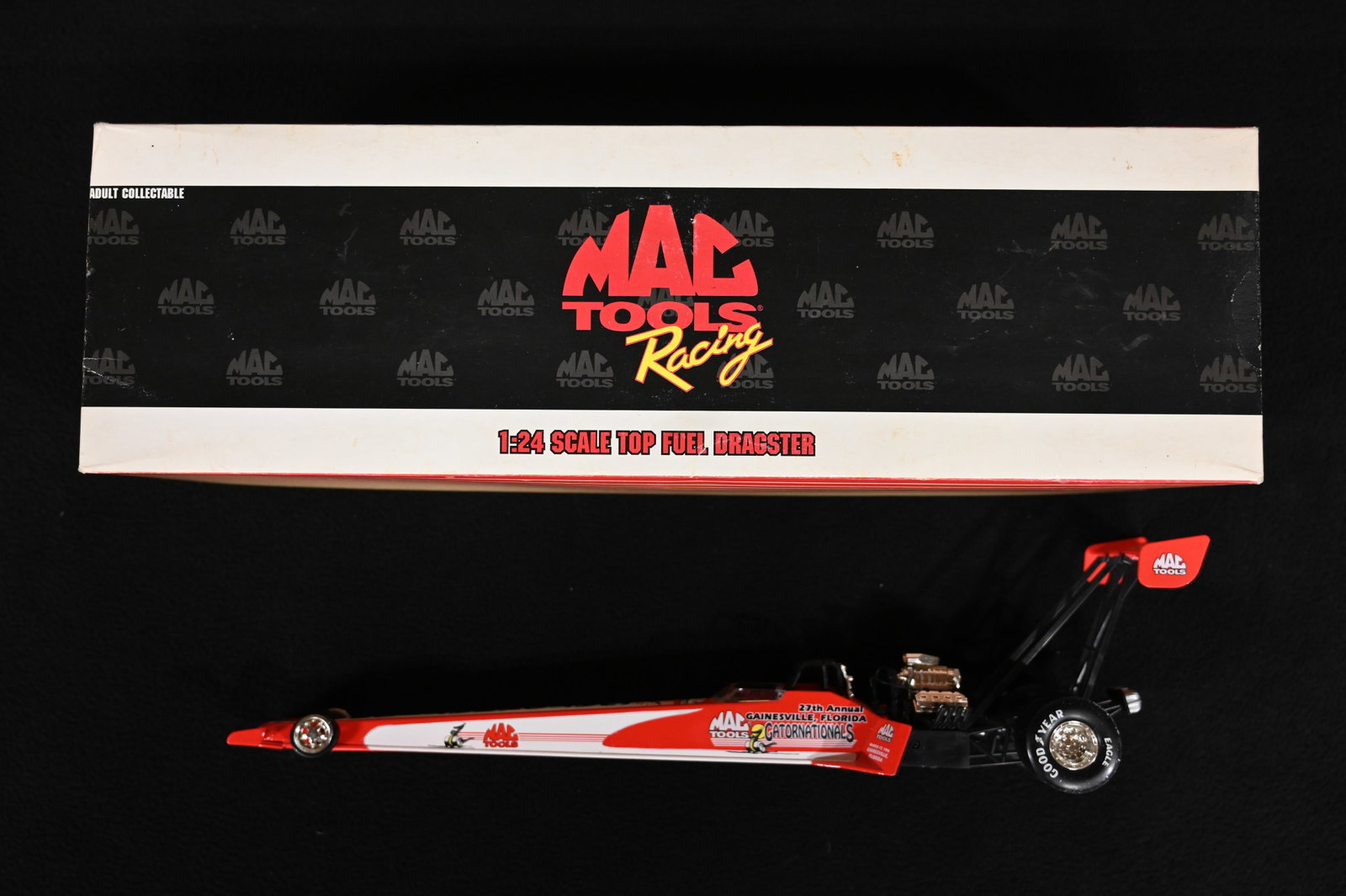 1996 NHRA 27th Annual Gator Nationals MAC Tools Top Fuel Dragster 1:24 Scale: 1996 NHRA 27th Annual Gator Nationals MAC Tools Top Fuel Dragster 1:24 Scale.