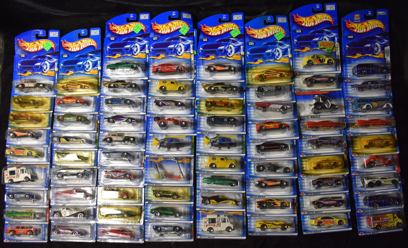 1999-2002 Mattel Hot Wheels Assortment - 72 Cars 1:64 Scale Diecast: 1999-2002 Mattel Hot Wheels Assortment - 72 Cars 1:24 Scale Diecast. All cars are brand new and in their original card. Most cars in this lot were made in 2000.