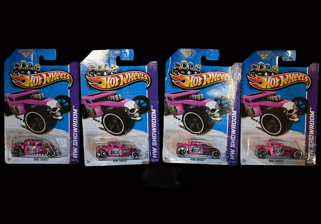 4 Hot Wheels Bone Shaker 2012 Showroom brand new in the original packaging: 4 Hot Wheels Bone Shaker 2012 Showroom brand new in the original packaging.