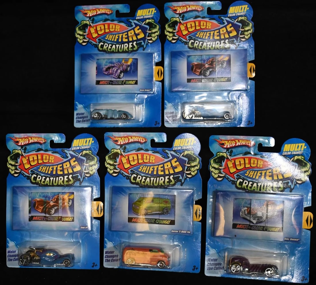 5 Hot Wheels 2009 Color Shifters Creatures - New in the Packages: 5 Hot Wheels 2009 Color Shifters Creatures - New in the Packages