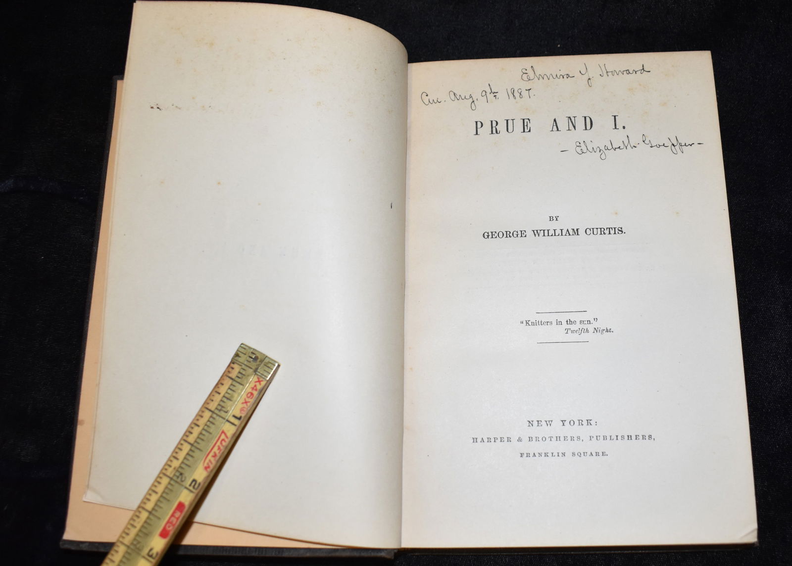 1856 Prue and I by George William Curtis 1st Edition (1 of 6)