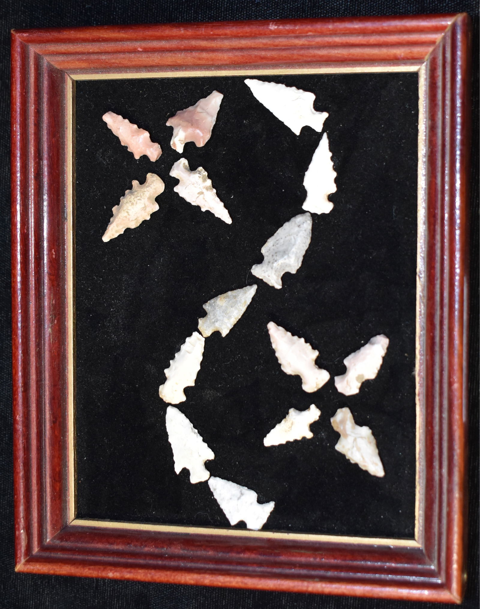 Frame of 15 Scallorn Arrowheads found in Lincoln County, Missouri (1 of 5)