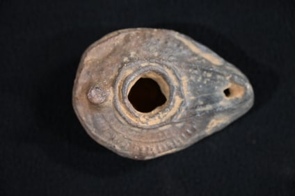 Holy Land Terracotta Oil Lamp Circa 500-700 AD.