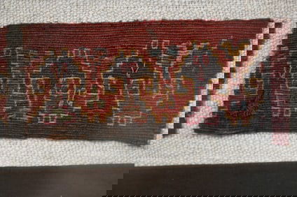 Museum Quality Tiahuanaco Ica 1000-1200 A.D. Textile in a 8" x 19" Frame.