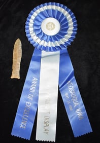 Outstanding 4 5/8" River Patinated Pike County Arrowhead - Won Best Personal Find 1997 at Keosauqua