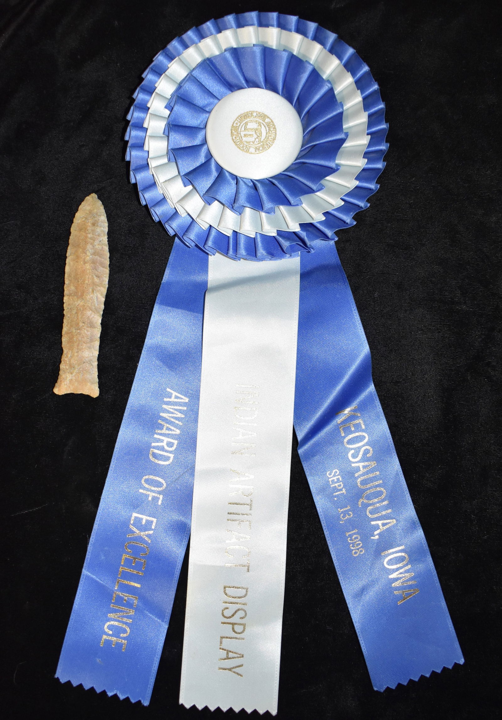 Outstanding 4 5/8" River Patinated Pike County Arrowhead - Won Best Personal Find 1997 at Keosauqua (1 of 11)