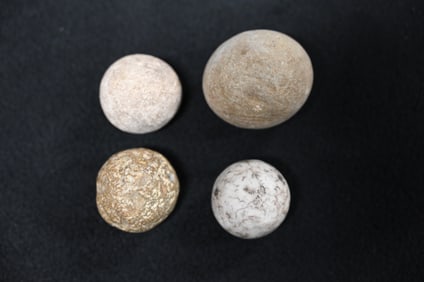 4 Stone Game Balls 1 7/8" Largest Found in Lewis Co. Missouri by Terry Lay.