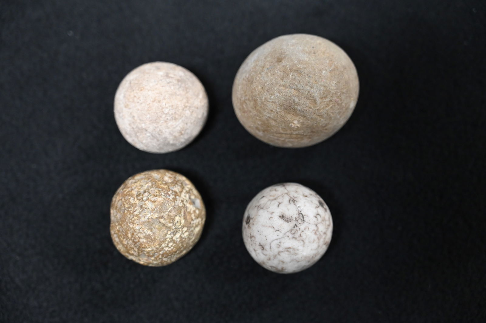 4 Stone Game Balls 1 7/8" Largest Found in Lewis Co. Missouri by Terry Lay. (1 of 3)