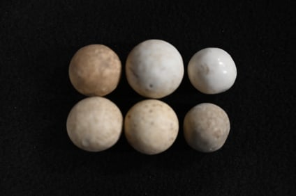 6 Stone Game Balls 7/8" Largest Found in Lewis Co. Missouri by Terry Lay.