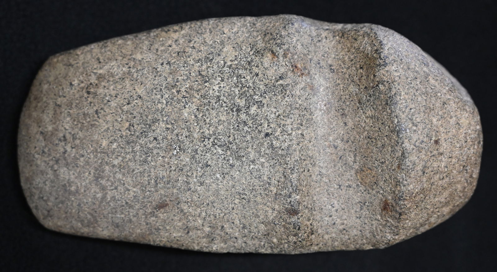 7" Keokuk Axe Found in Henry Co. Missouri Come with a Ryan Keele COA.: 7" Keokuk Axe Found in Henry Co. Missouri Come with a Ryan Keele COA. Large well-made example made out of speckled granite Ex: Steve Manos, Matt Lay Collections.