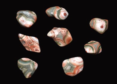 8 Multi-Color Bullseye Lake Superior Thompsonite Specimens
