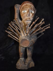 12" African Nkisi Power Fetish Figure from the Congo - Mid Century