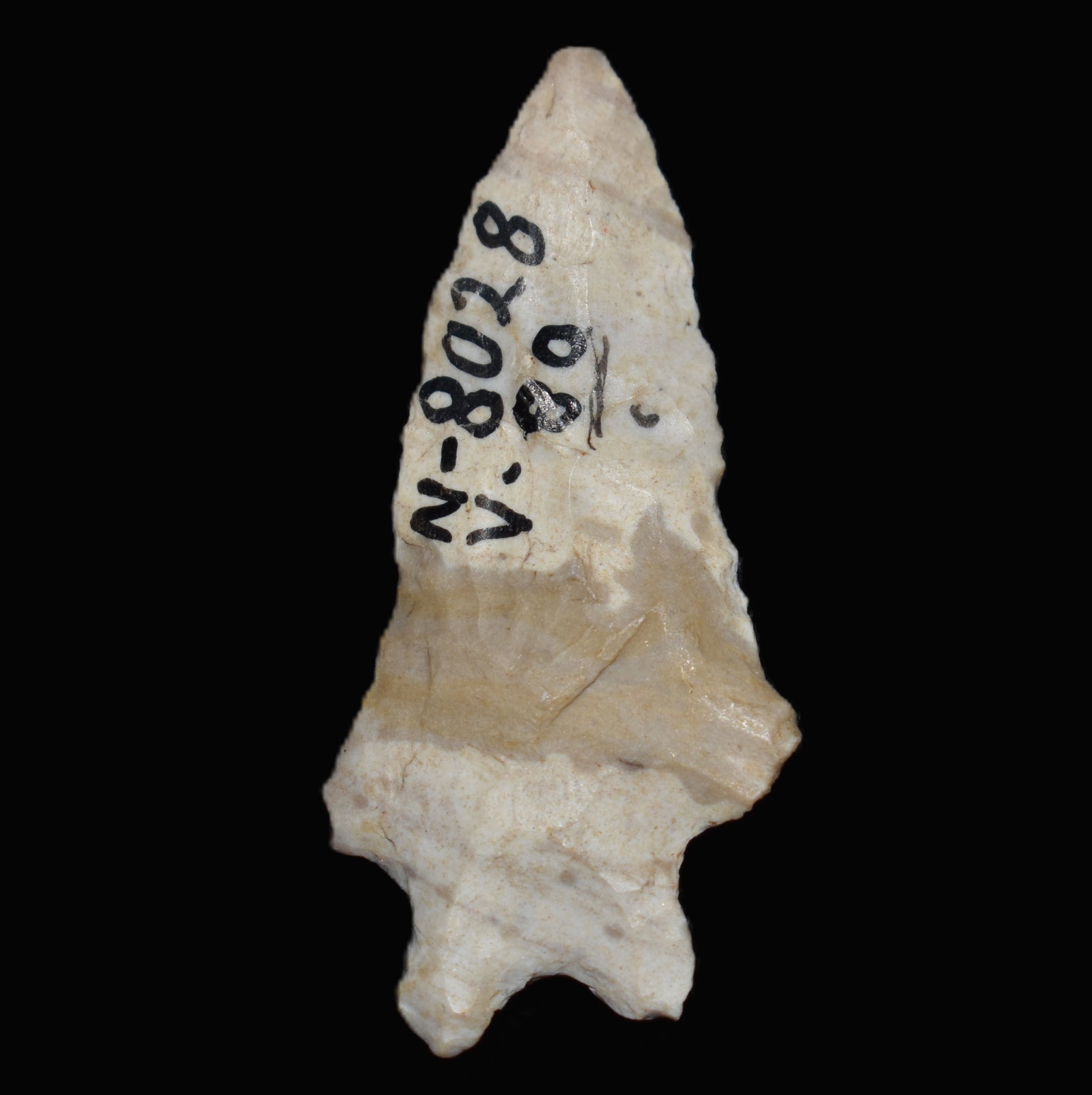 1 5/8" Bifurcate Fox Valley Arrowhead found in Vermillion County, Illinois: 1 5/8" Bifurcate Fox Valley Arrowhead found in Vermillion County, Illinois. May also be a Lecroy or Lake Eerie Stemmed. The types are very similar. Ex Bobby Collins Collection