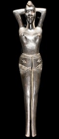 Vintage/Retro Hand Carved Wood Nutcracker in the shape of a woman mid 20th Century.