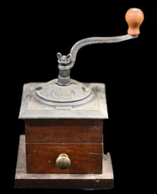 Vintage Antique Wood Coffee Bean Grinder