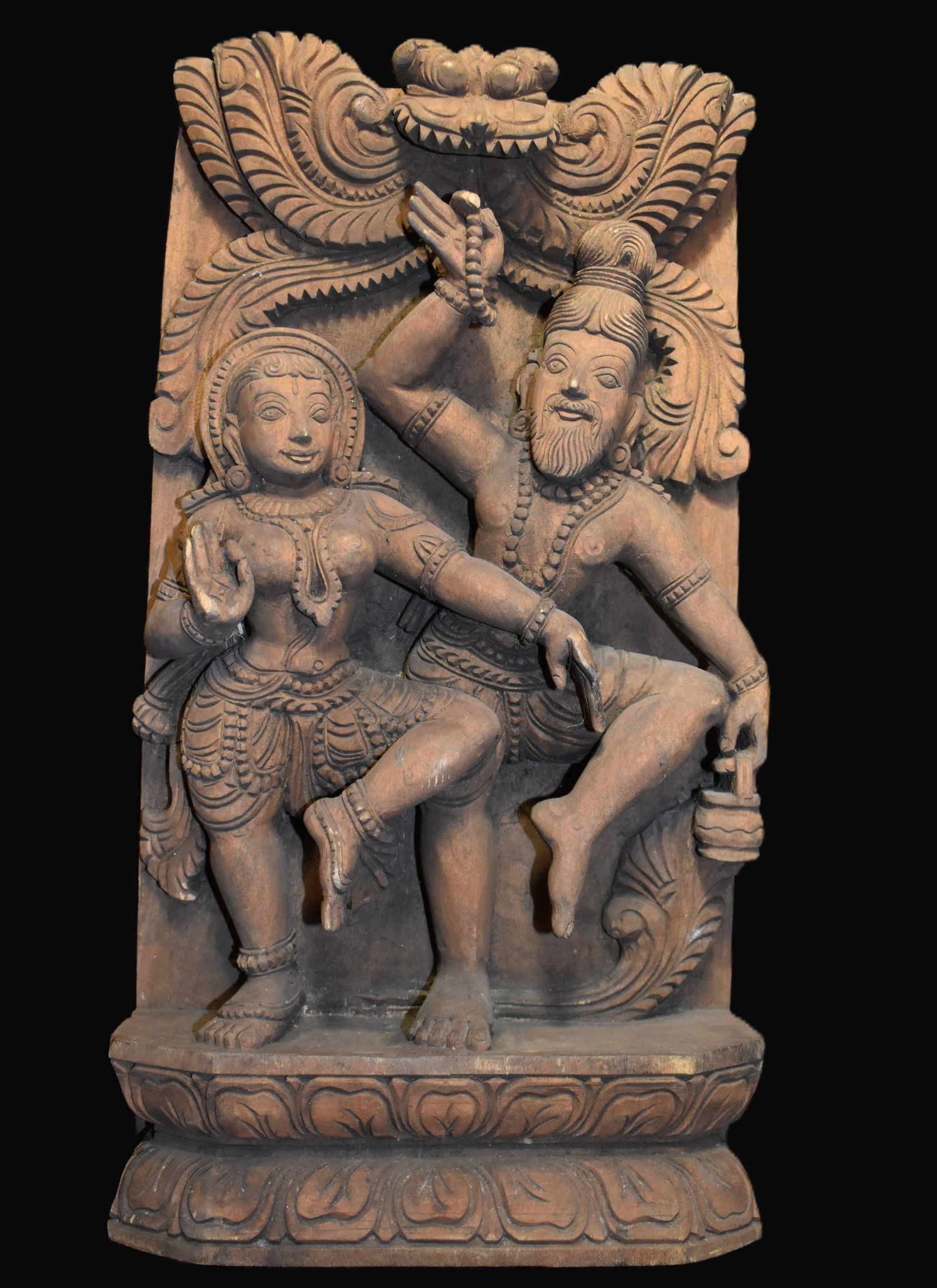 Elaborate 19th to Early 20th Century Solid Wood Carving of Shiva and Parvati (1 of 10)