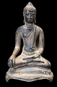Ayutthaya Bronze Seated Buddha 6" Statue
