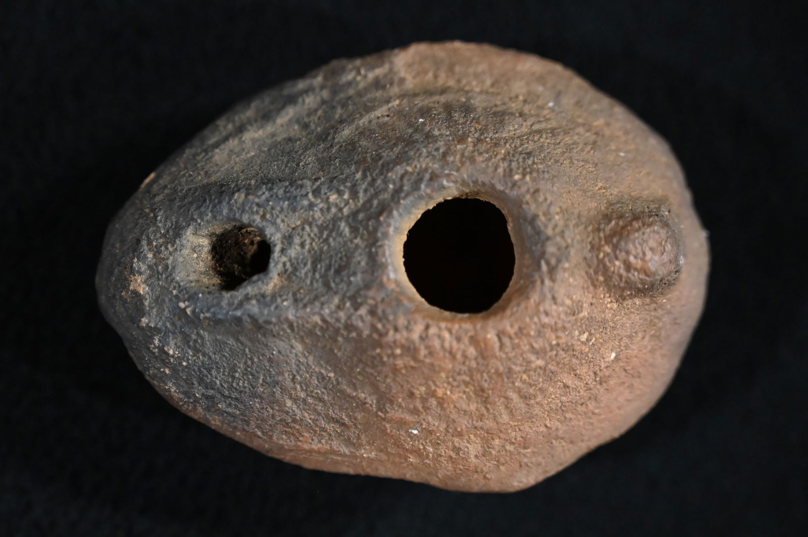 Holy Land Terracotta Oil Lamp Circa 500-700 AD.: Ancient Roman Fired Clay Terracotta Oil Lamp from the Byzantine Era. Used as the main source of light for thousands of years the oil lamp was a very important inventions that was only slightly modifie