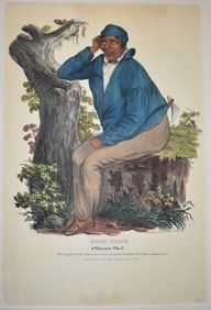 Original 1835 James Otto Lewis Color Lithograph - Billy Shane A Shawnee Chief