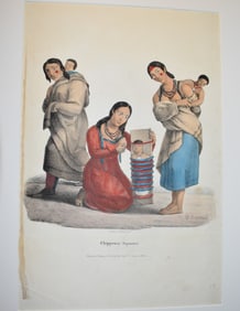 Original 1835 James Otto Lewis Color Lithograph - Chippeway Squaws