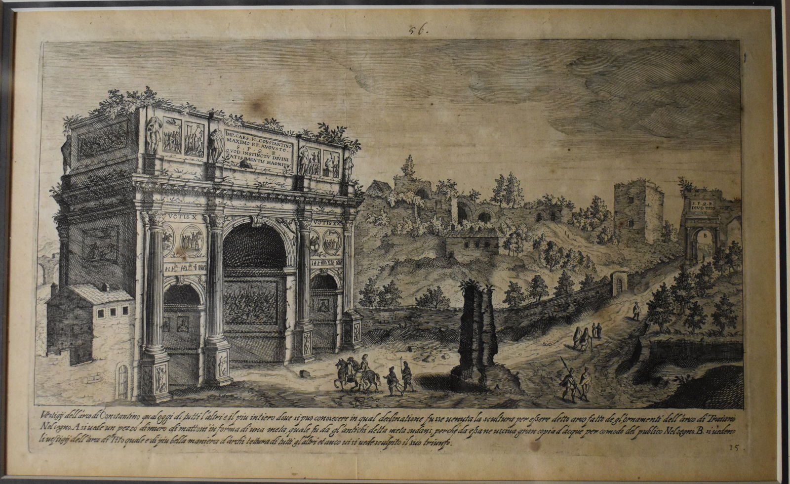 1606 Steel Engraving of Ancient Rome by Giles Sadeler (Plate 56) from the Vestigi Delle antichita di (1 of 6)