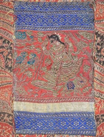 200 Year Old Pakistani (Mughal) Textile - Gold Embroidered Noble Woman or Deity