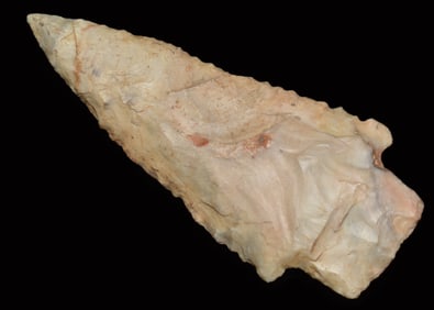 3 1/4" Kirk Serrated Mozarkite Arrowhead found in Pulaski County, Missouri