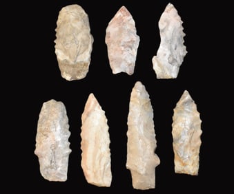 7 Searcy Arrowheads found in Pulaski County, Missouri