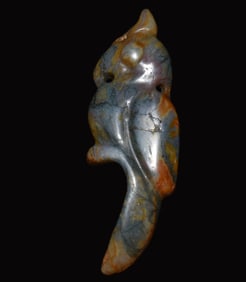 2" Multi Color Agate Bird Pendant - Neolithic Hangshan Culture 3000-2000 BC