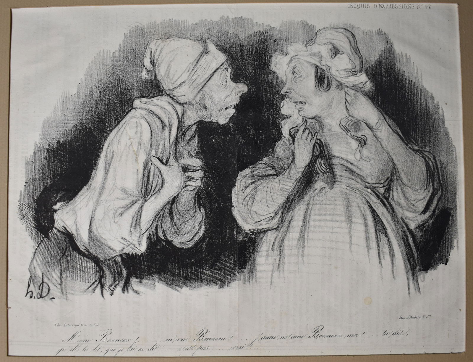 1800's Lithograph by Daumier - French Political Satire - "M'ame Bonneau!": 1800's Lithograph by Daumier - French Political Satire - "M'ame Bonneau!" Honore Daumier, the renowned French caricaturist, painter, and sculptor, was prominently associated with the French newspaper