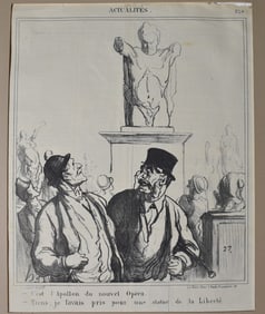 1800's Lithograph by Daumier - French Political Satire - "It is the Apollo of the New Opera"