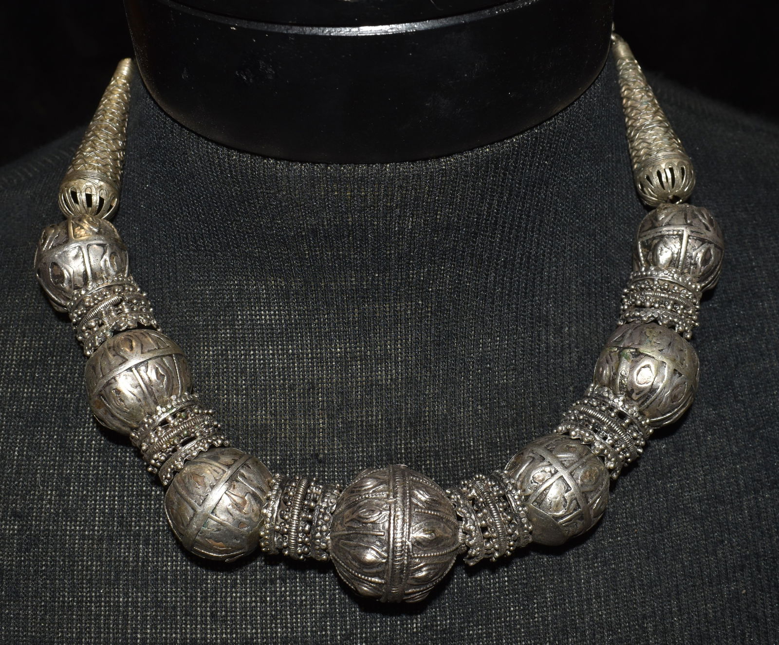 19th to Early 20th Century Intricately Hand Crafted Tribal Silver Bedouin Necklace 105 grams (1 of 8)